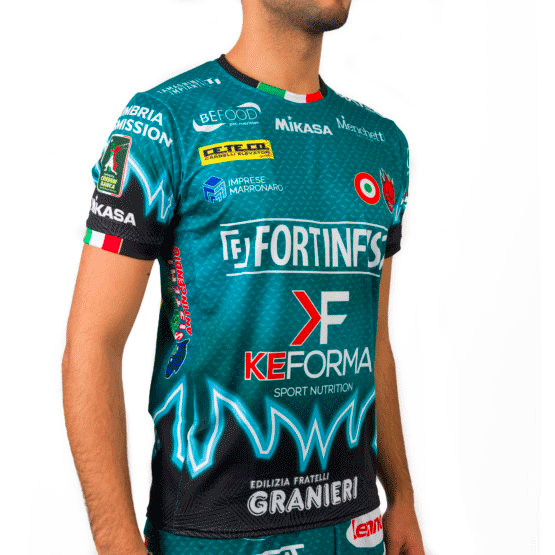 バレーボール イタリア セリエaセーフティペルージャ 19 ホーム 試合用 ジャージ リベロ ブルー 海外スポーツグッズkitahefu