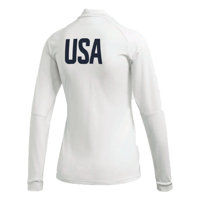 Adidas バレーボールアメリカ代表女子 19 公式1 4ジップジャージ 女性用 ホワイト 海外スポーツグッズkitahefu